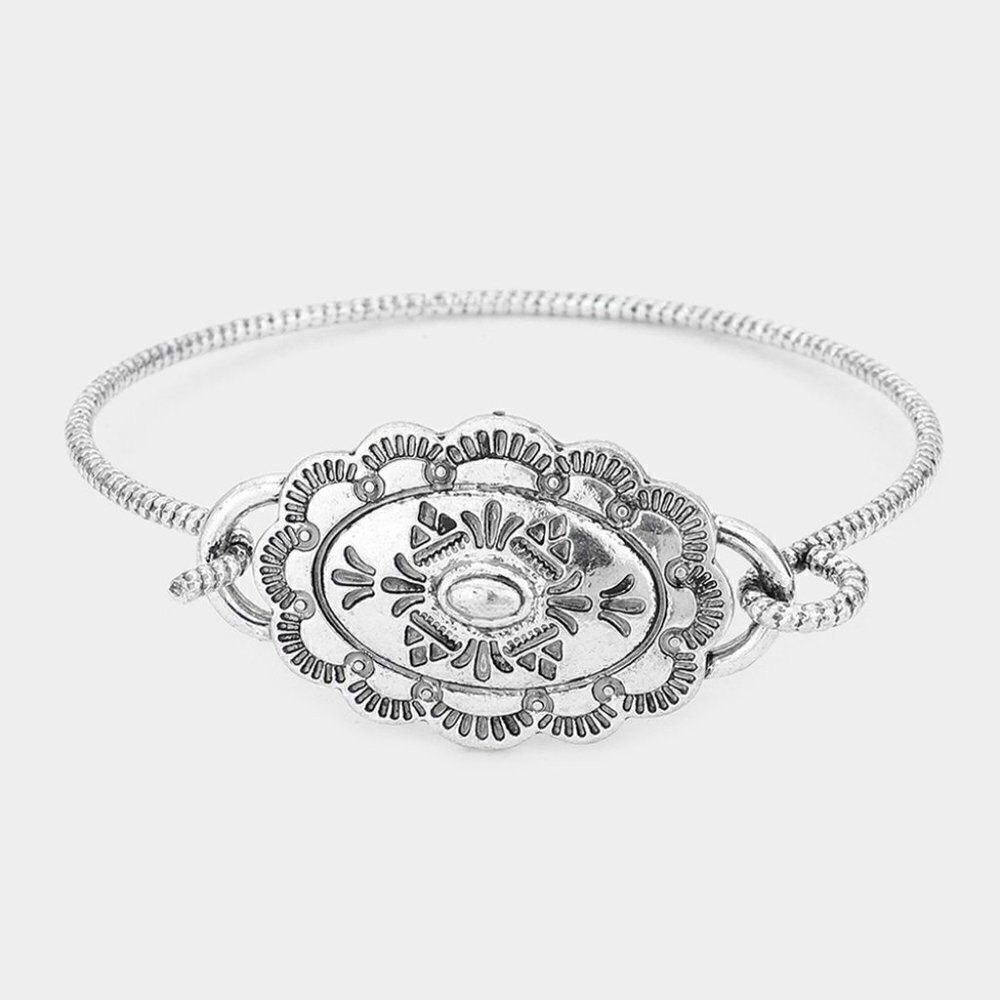 NWT Western Southwestern Tribal Antique Silver Hook Bracelet Boho